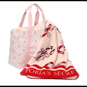 Victoria's Secret Bow and Candy Cane Blanket